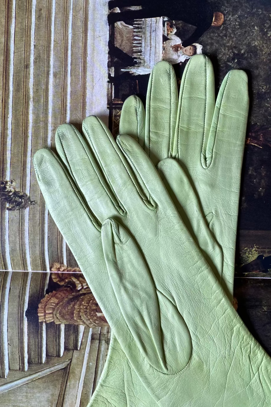 Celery Green Leather Gloves