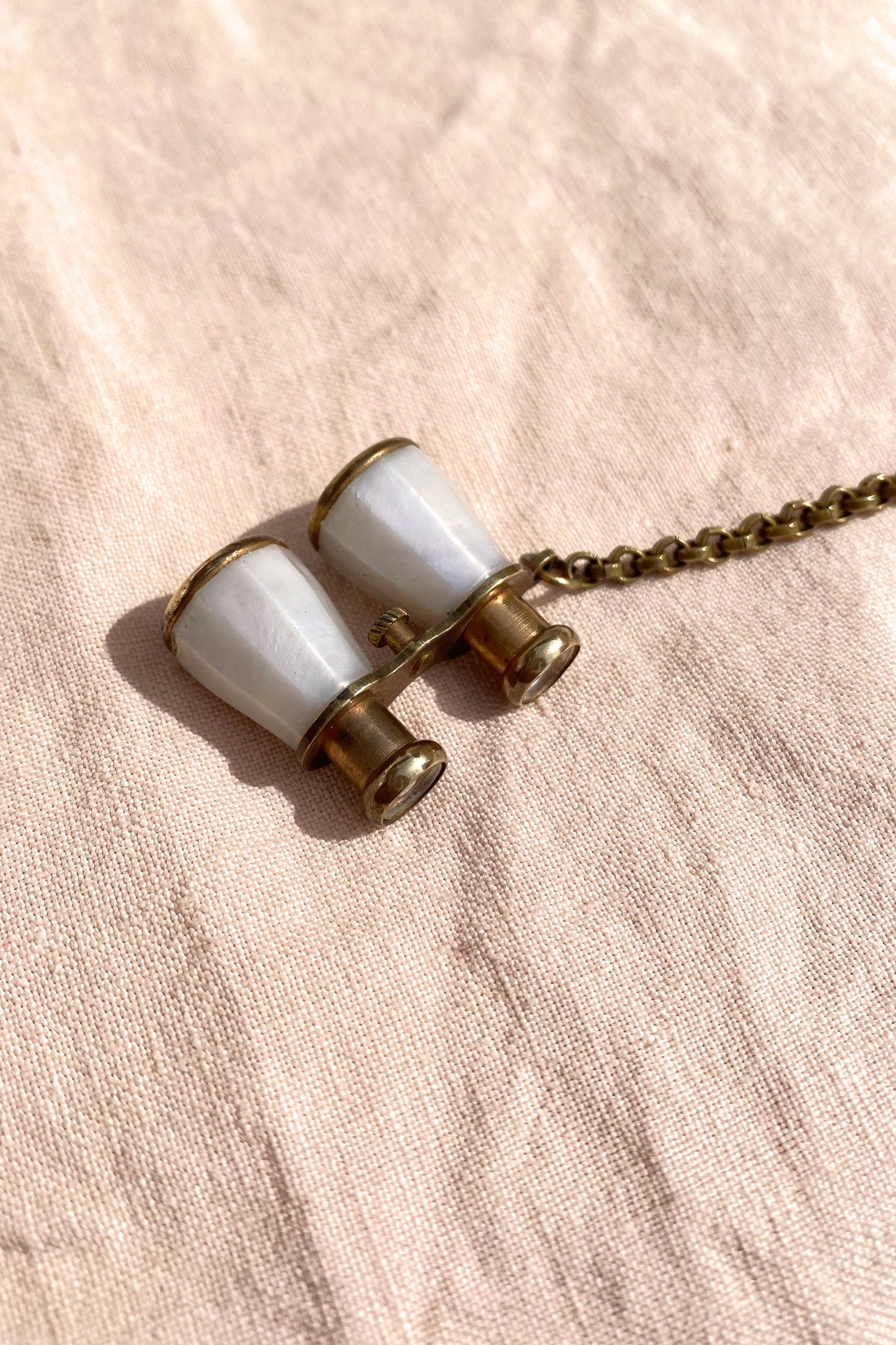Brass and Mother of Pearl binocular Stanhope Charm