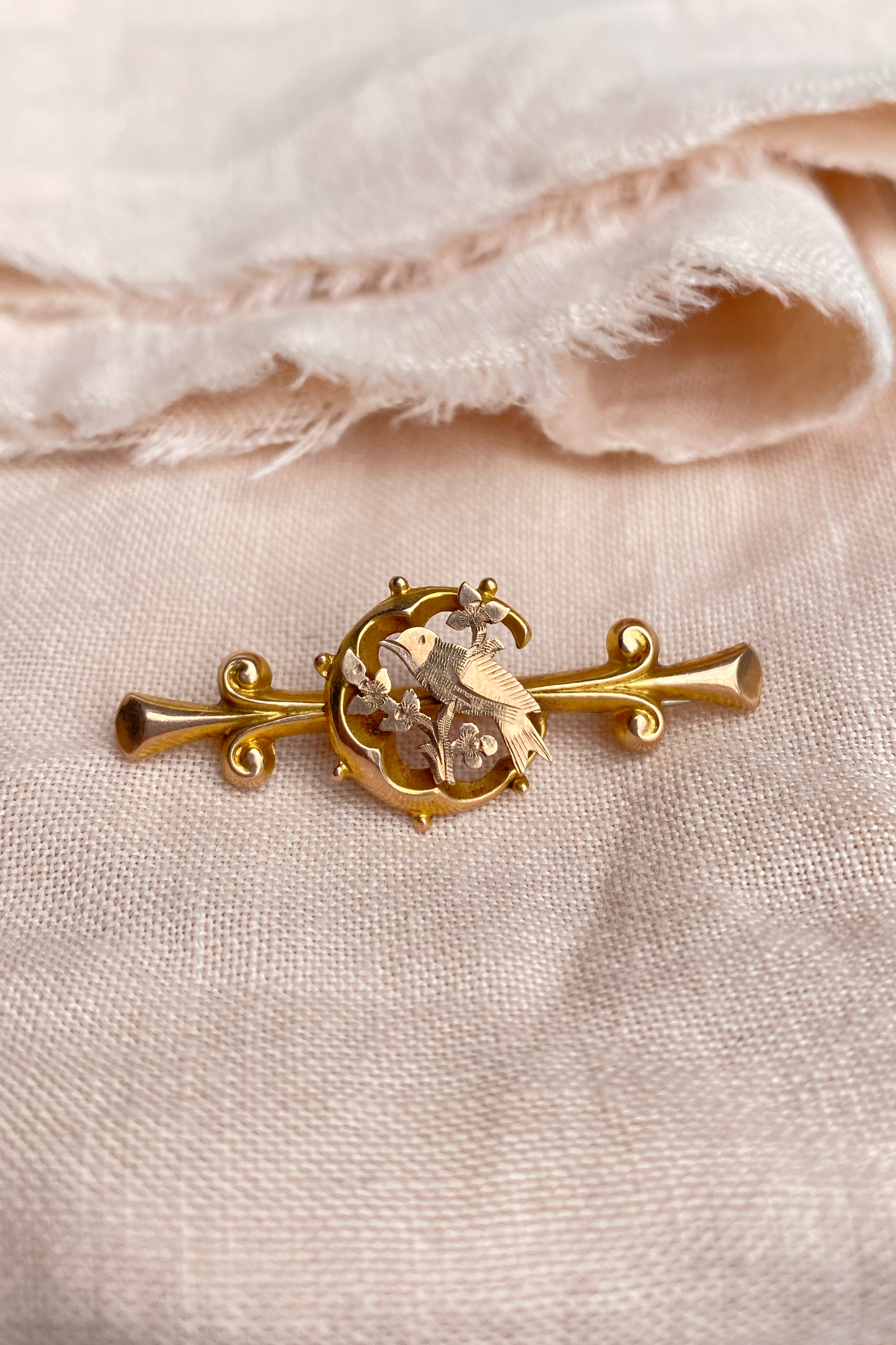 Gold Fill brooch with bird