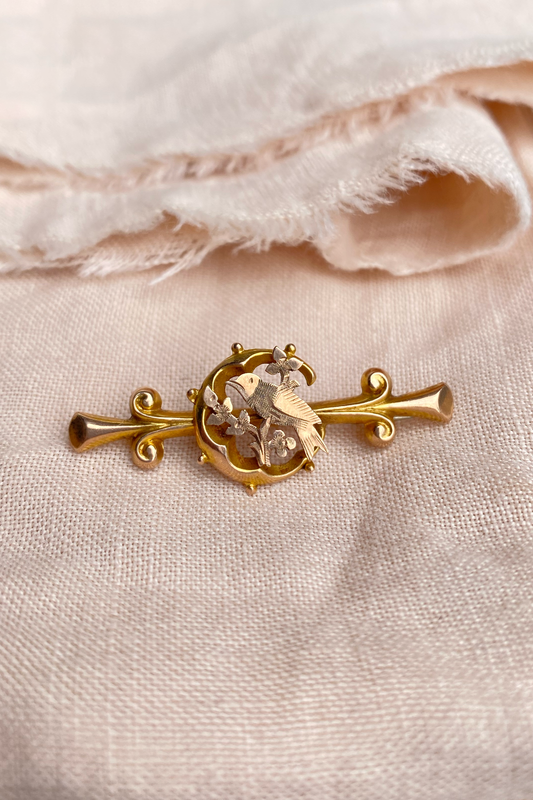 Gold Fill brooch with bird
