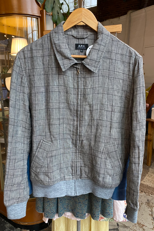 A.P.C. linen plaid bomber jacket