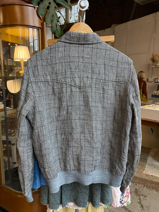 A.P.C. linen plaid bomber jacket