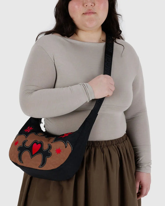 BAGGU Medium Nylon Crescent Bag - Western Applique
