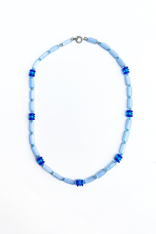 Vintage Blue Glass Beaded Necklace