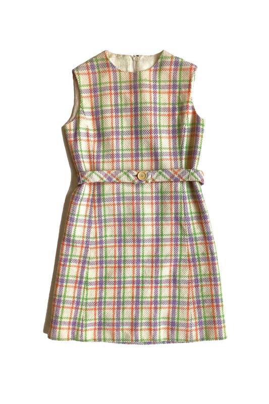 vintage check mini dress and matching jacket