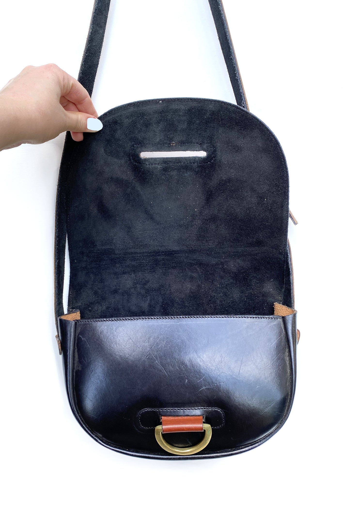 Vintage Leather D Ring Satchel Bag
