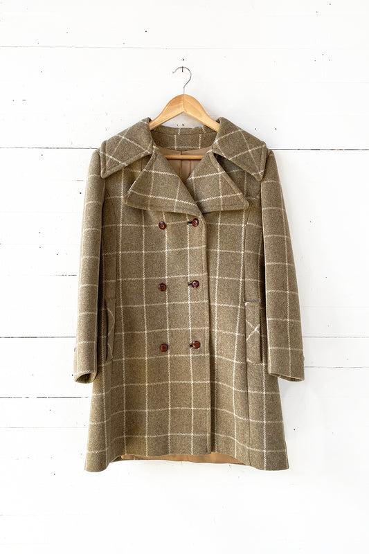 vintage plaid double breasted coat