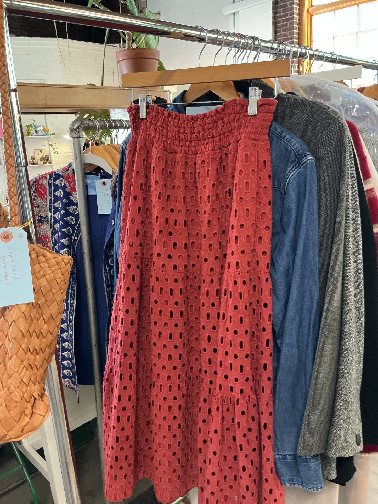 AA. Consignment Rust Eyelet Skirt