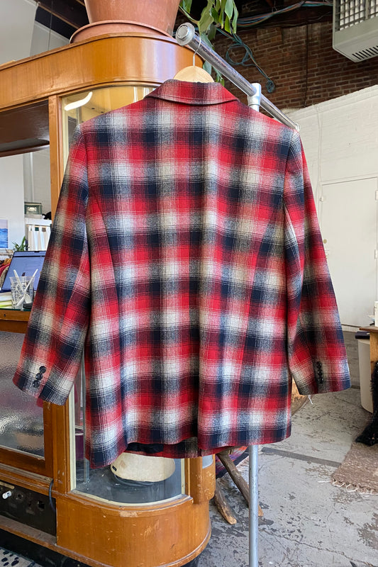90's wool check jacket