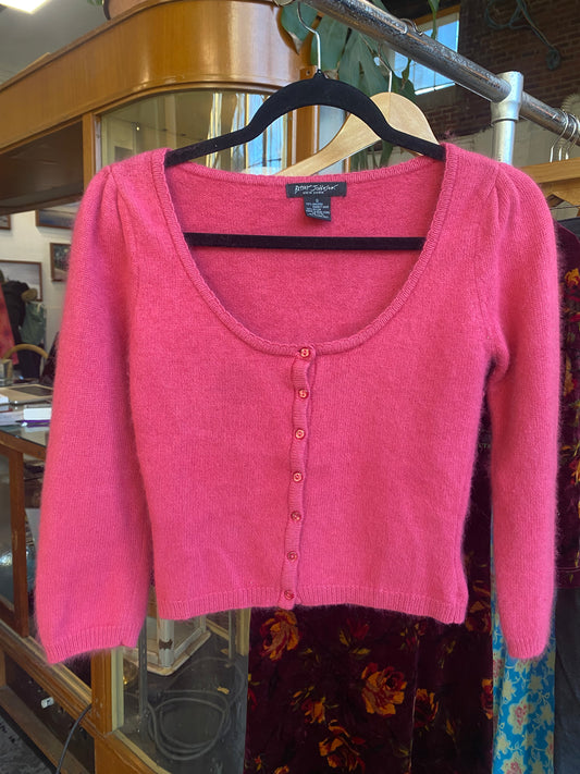 Betsey Johnson Pink Angora Cardigan