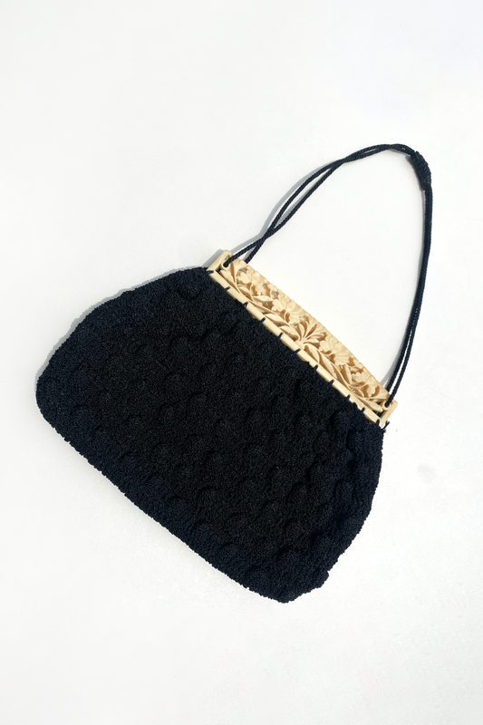 Popcorn crochet vintage handbag