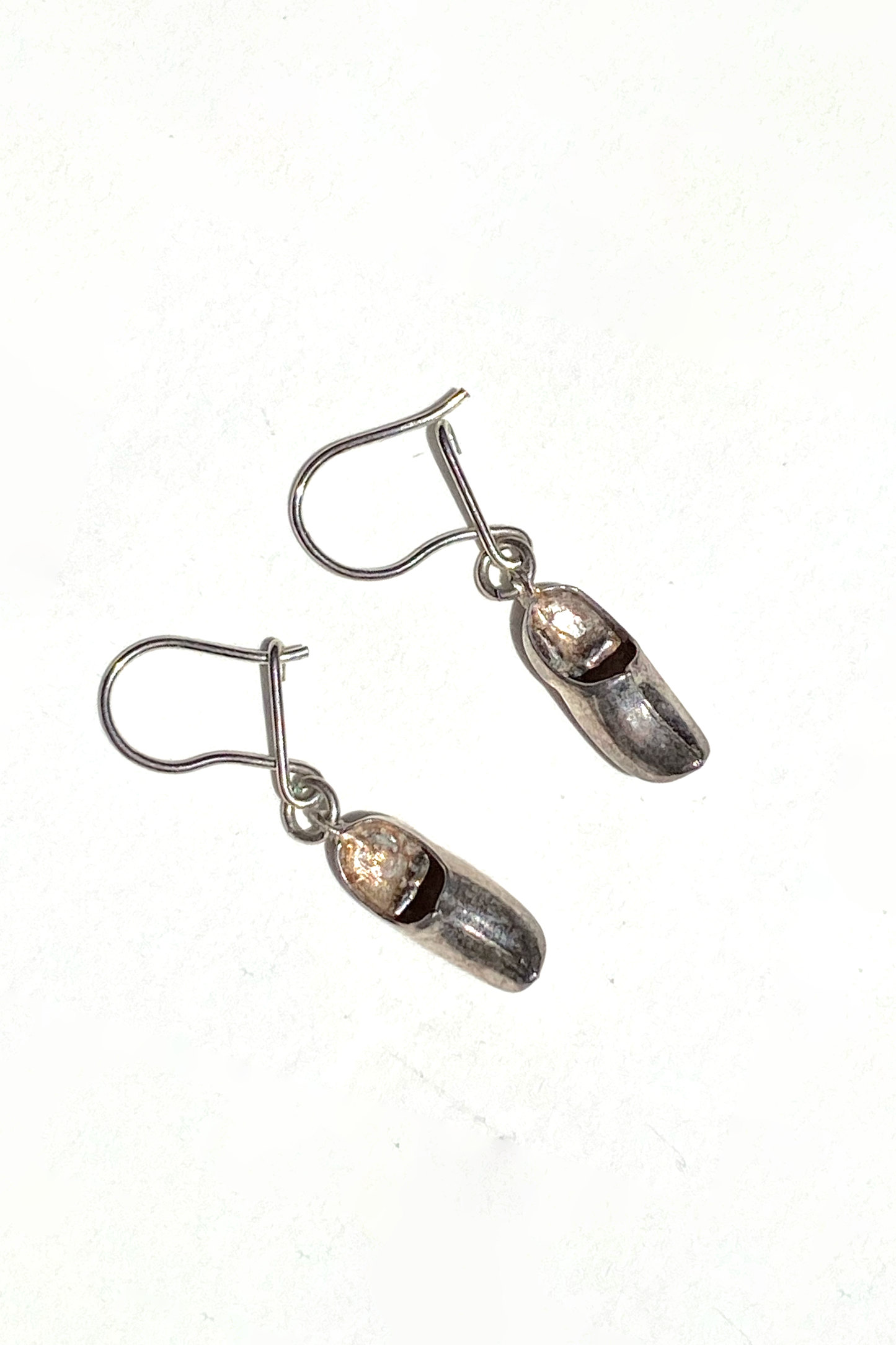 Vintage Sterling Silver Clog Earrings