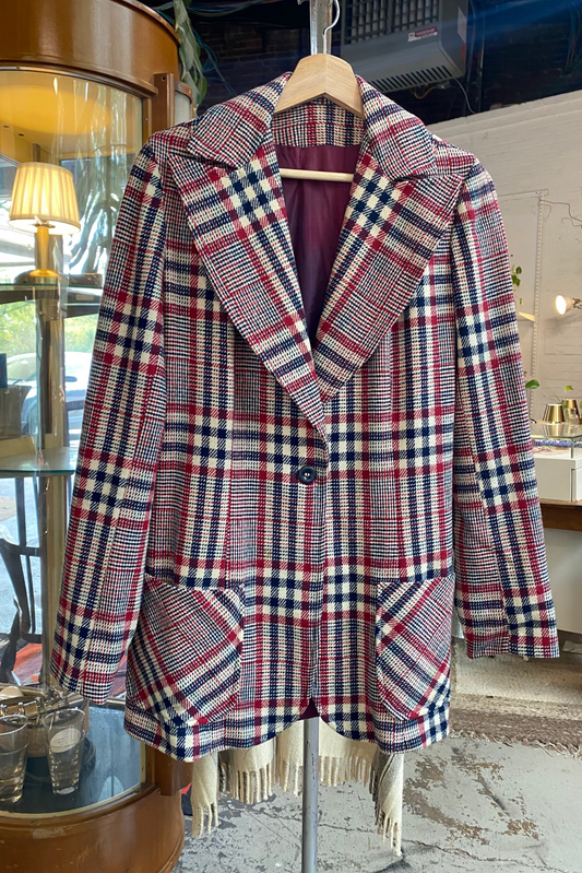 Wool Plaid 70's Blazer Jacket