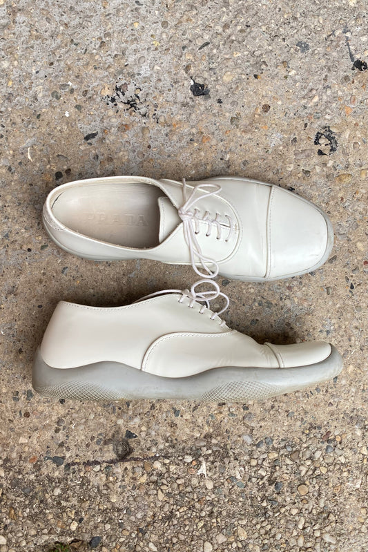 Prada Vibram Leather Lace Up Shoes, 37.5
