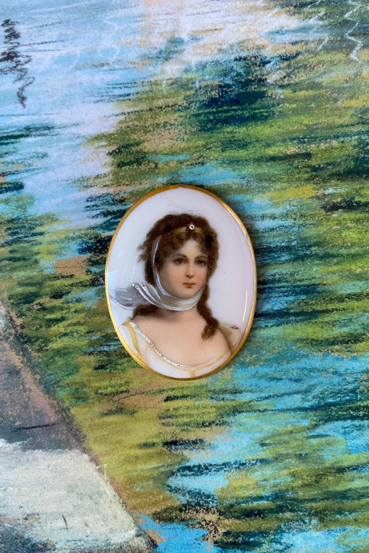 Antique Painted Porcelain Portrait