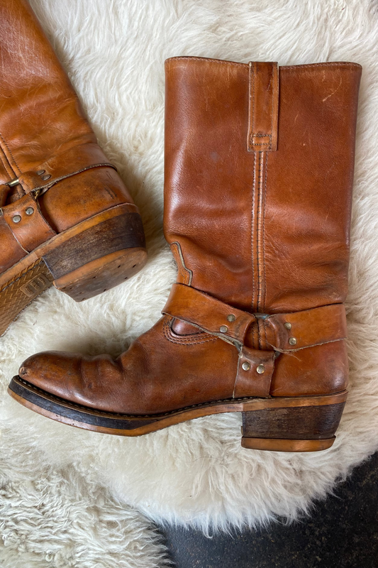Distressed Harness Boots