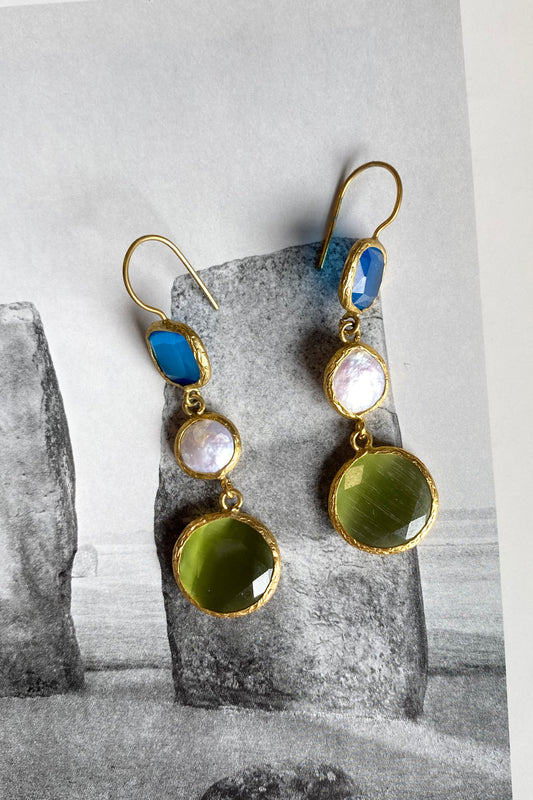 West Village Tribe 18k Plate Trio Drop Earrings