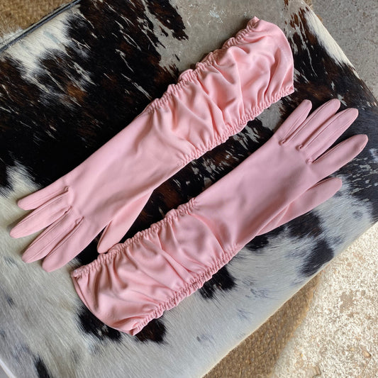 Baby Pink Ruched Gloves