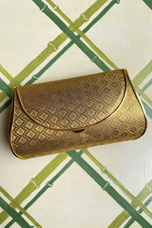 Gold Basket Weave Clutch Bag