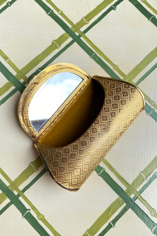 Gold Basket Weave Clutch Bag
