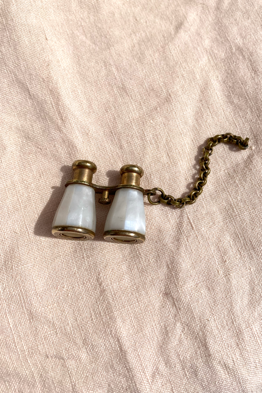 Brass and Mother of Pearl binocular Stanhope Charm