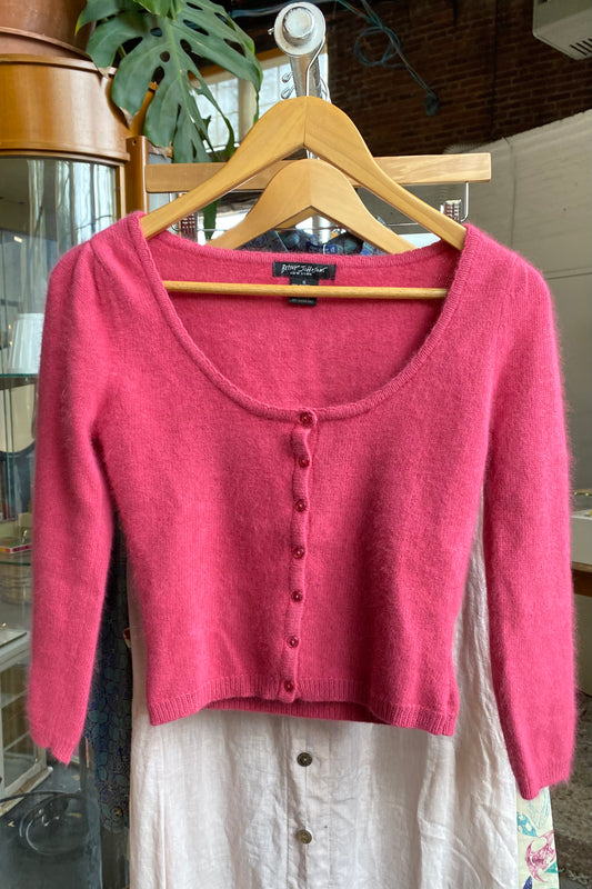 Betsey Johnson Pink Angora Cardigan