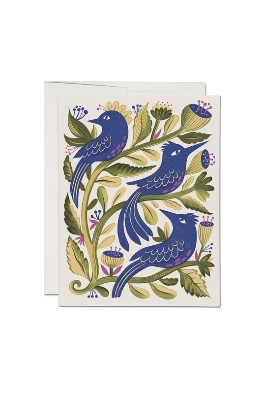 RED CAP CARDS Purple Birds Everyday Card