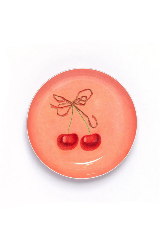 Round Enamel Tray - Cherries