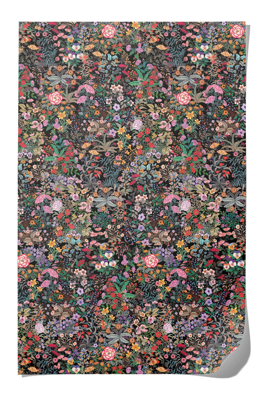 RED CAP CARDS Meadow Black Wrapping Paper 19" x 27"