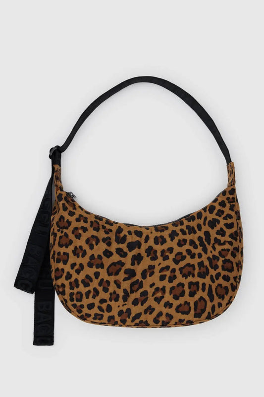 BAGGU Medium Nylon Crescent Bag - Leopard