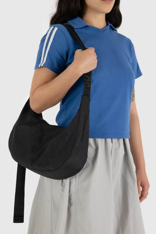 BAGGU Medium Nylon Crescent Bag - Black