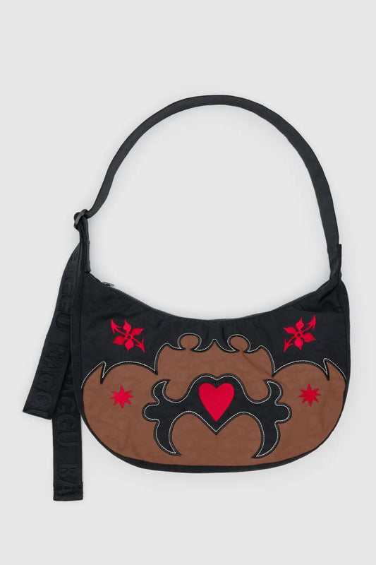 BAGGU Medium Nylon Crescent Bag - Western Applique