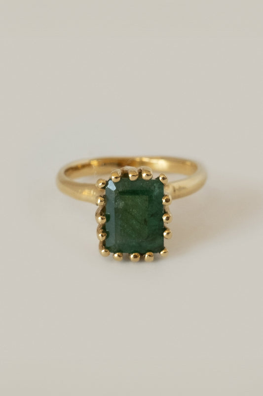 MEREWIF Ramona Ring in Raw Emerald