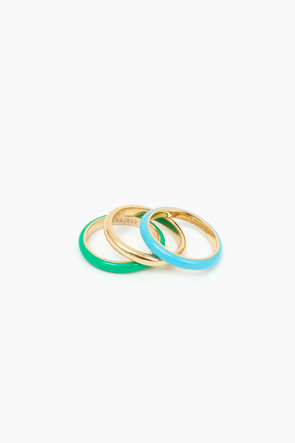 CLARE V. Enamel Stacking Ring in Emerald