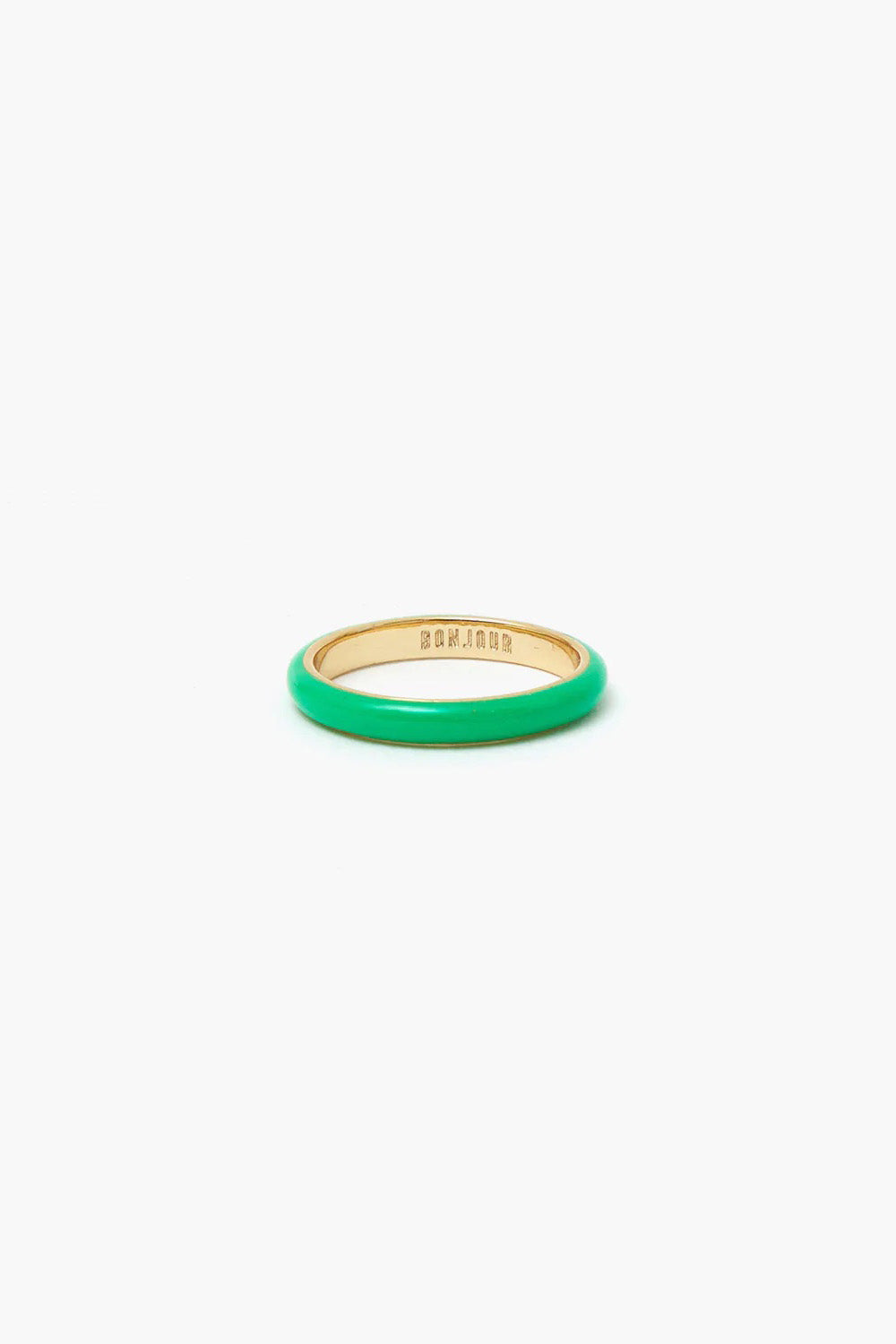 CLARE V. Enamel Stacking Ring in Emerald
