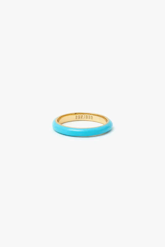 CLARE V. Enamel Stacking Ring in Turquoise