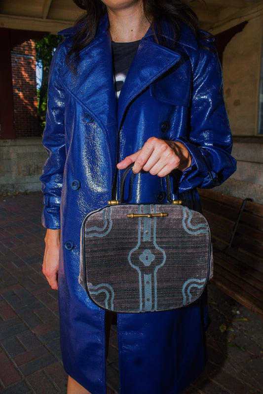 Roberta Di Camerino Vintage 1960's smoke gray velvet handbag purse 