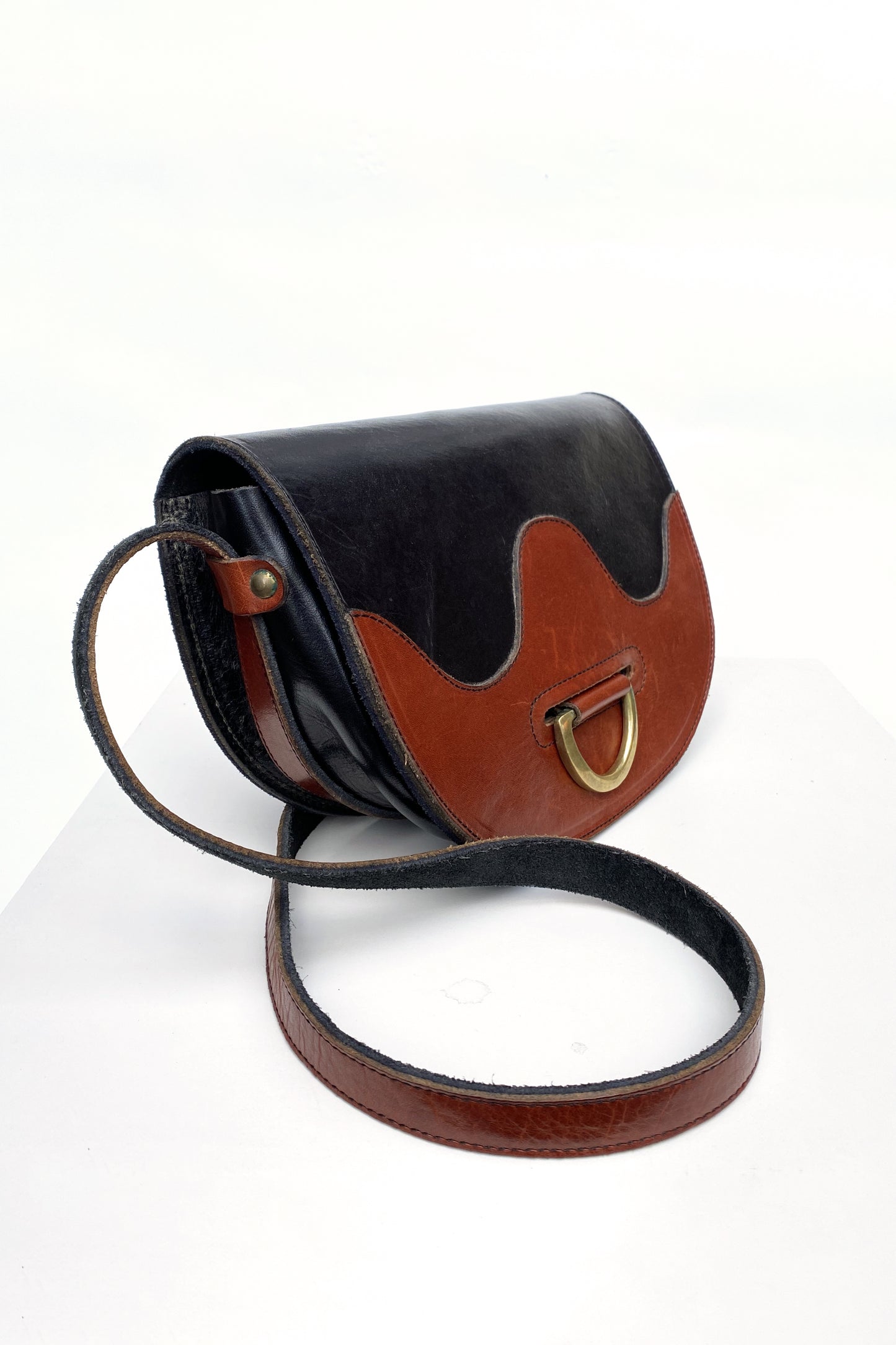 Vintage Leather D Ring Satchel Bag