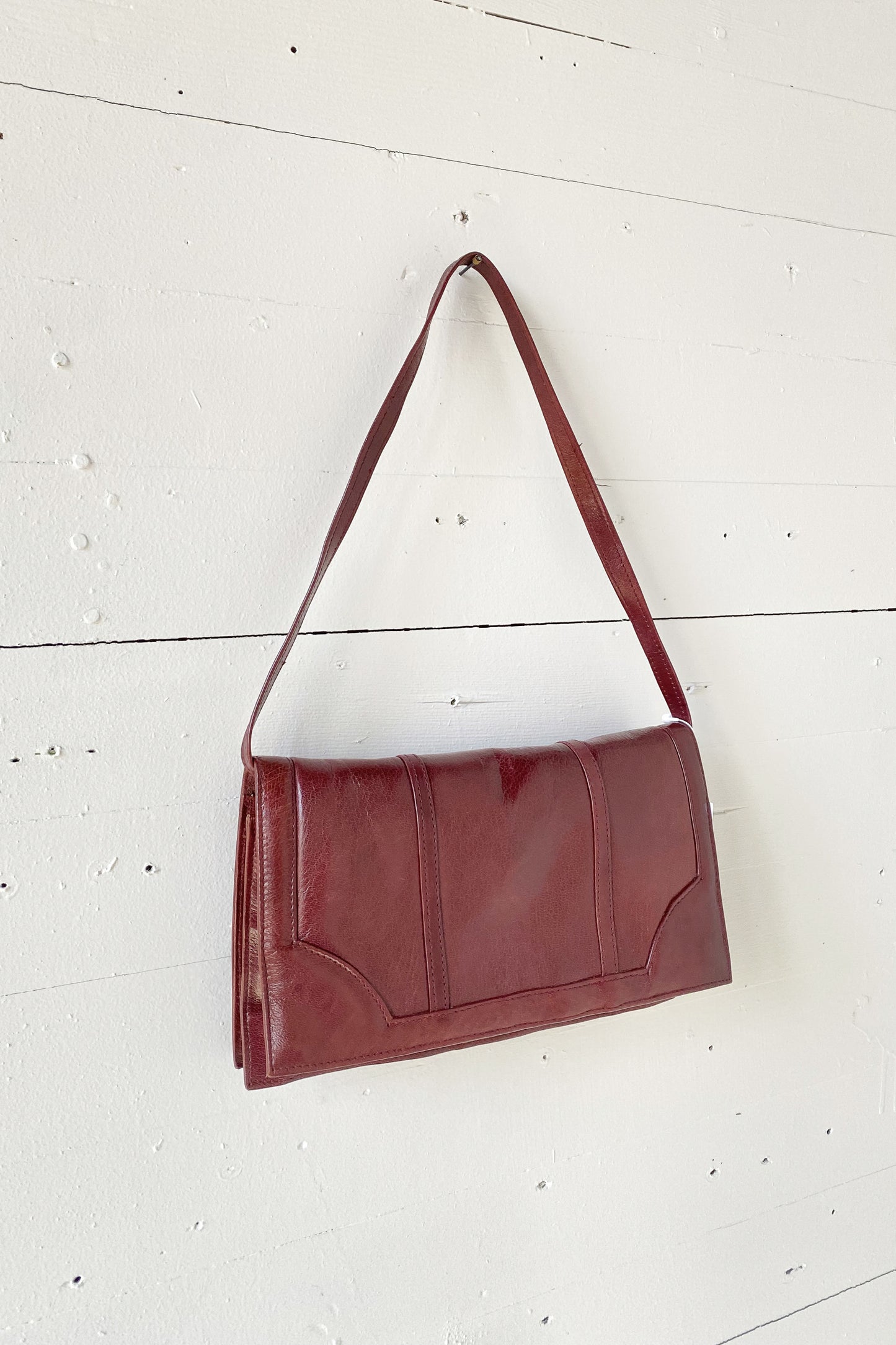 Burgundy Sheepskin Leather Clutch Bag