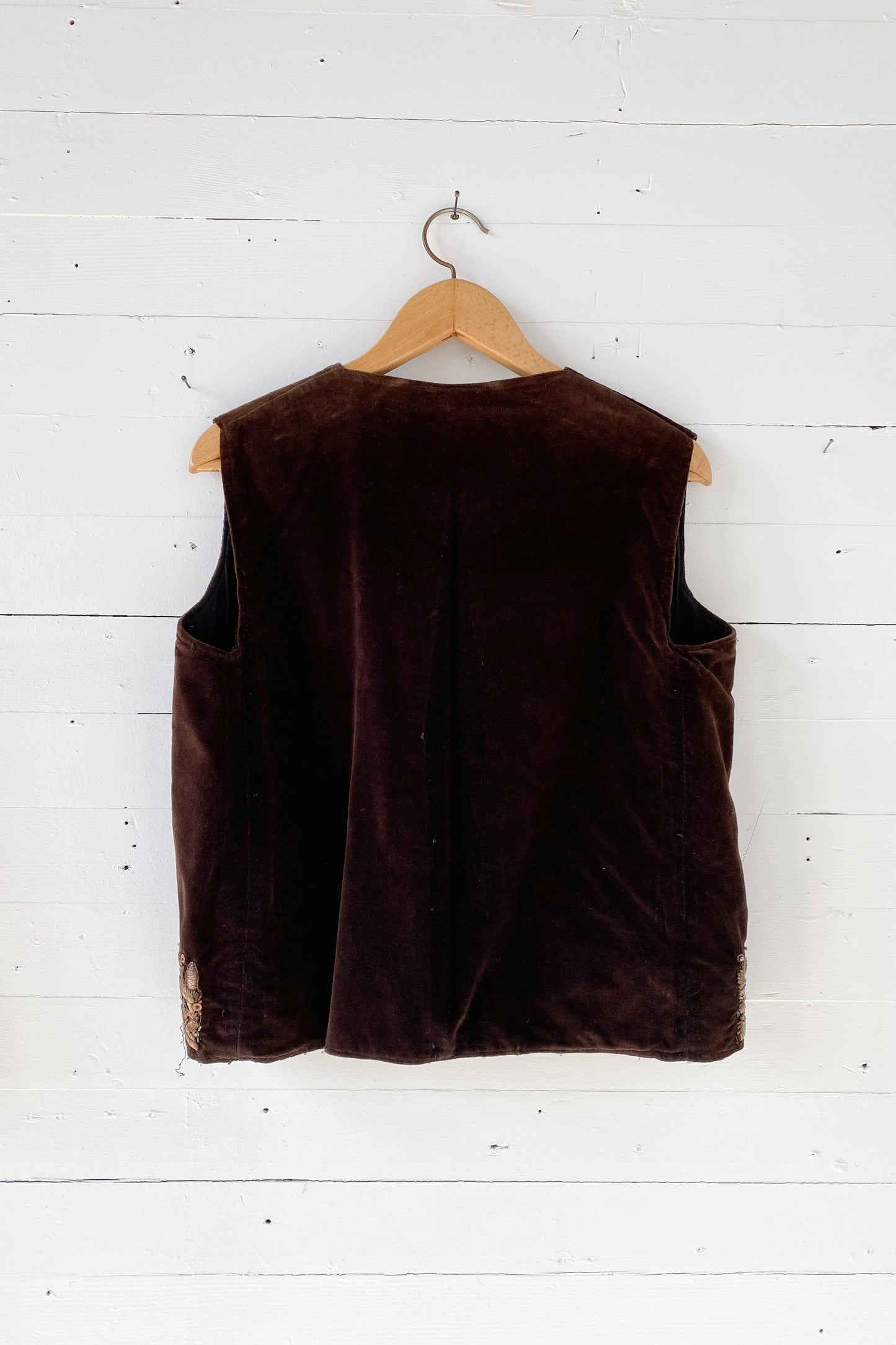 Embroidered Brown Velvet Vest