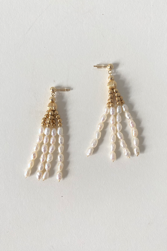 Vintage Pearl Tassel Earrings