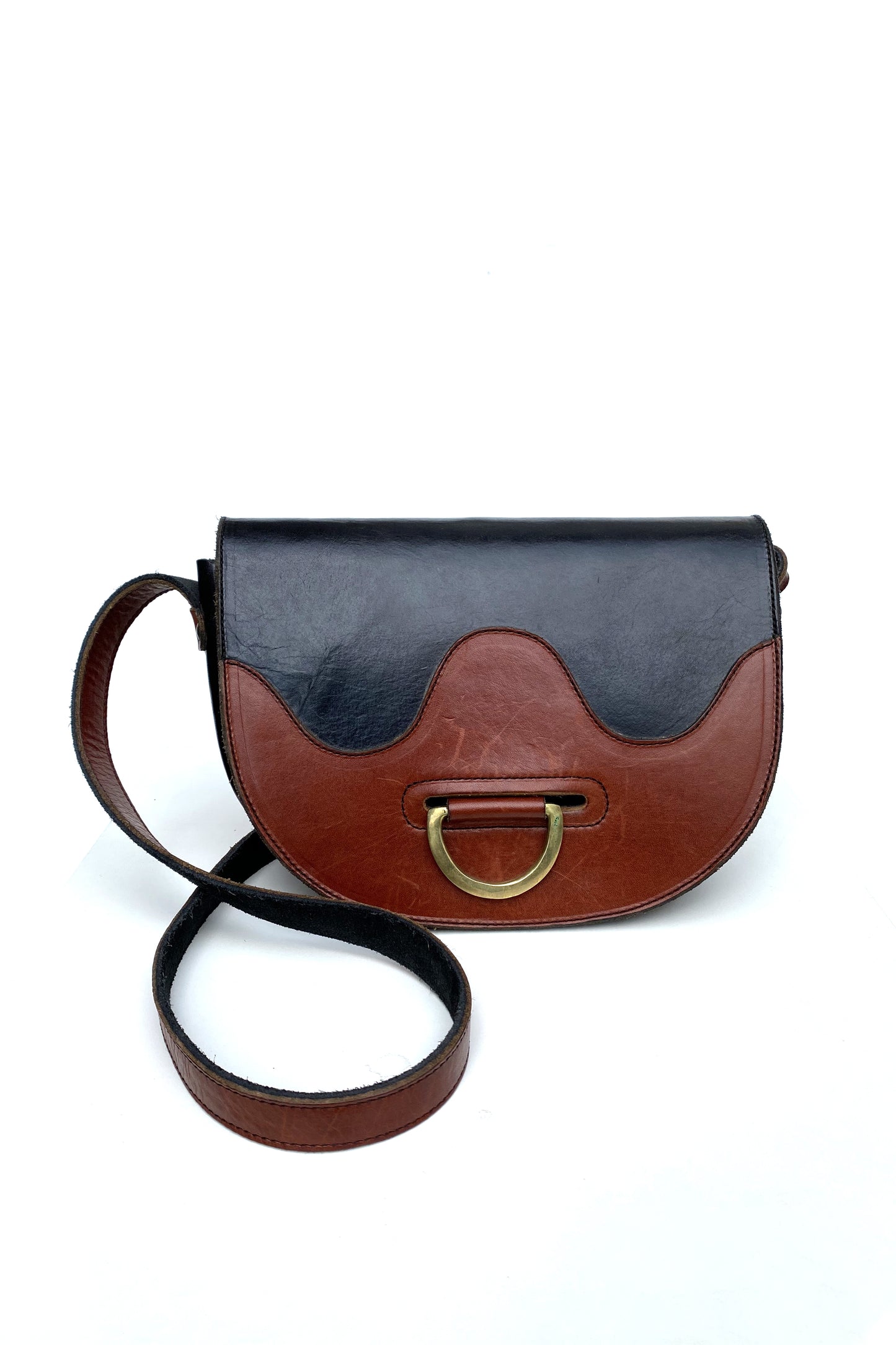 Vintage Leather D Ring Satchel Bag