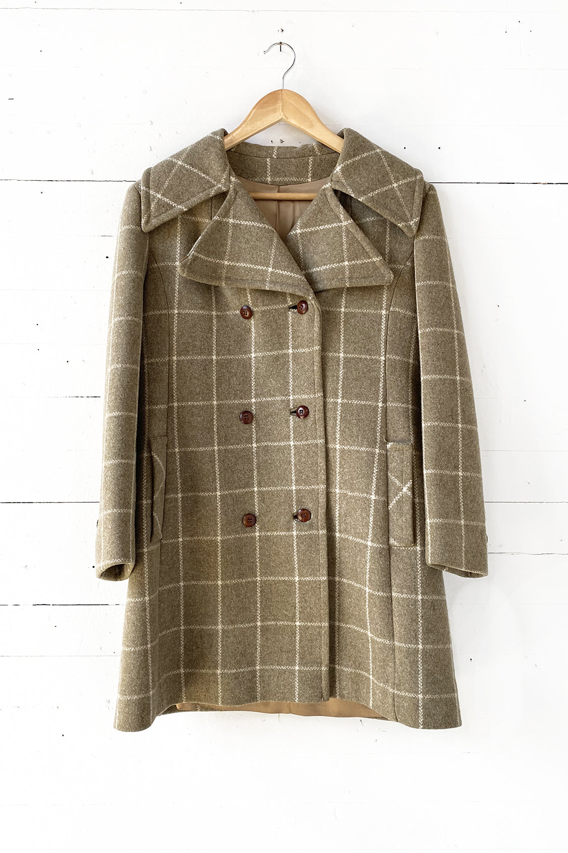 vintage plaid double breasted coat